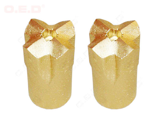 Small Hole Cross Button Rock Carbide Drill Bits Yellow / Golden / Red Color